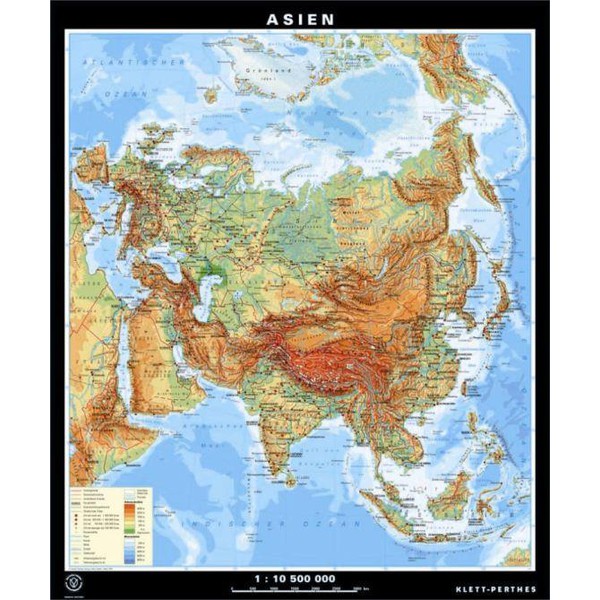 Klett-Perthes Verlag Mapa continental Asia, física / política (ABW), de dos caras