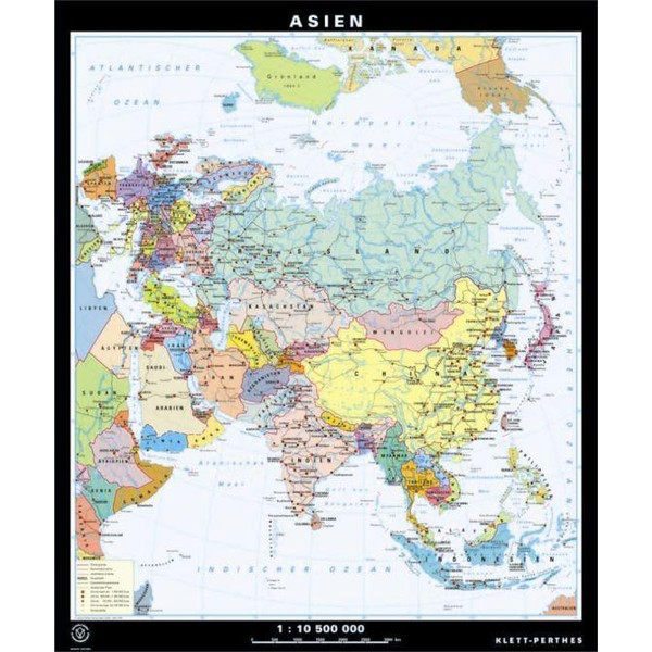 Klett-Perthes Verlag Mapa continental Asia, física / política (ABW), de dos caras