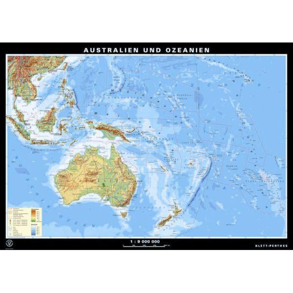 Klett-Perthes Verlag Mapa de Australia y Oceania, físico / político (P), de dos caras
