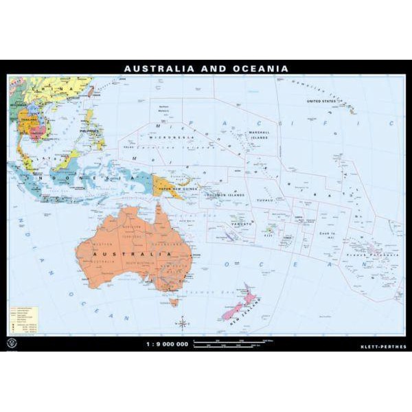Klett-Perthes Verlag Mapa de Australia y Oceania, físico / político (P), de dos caras
