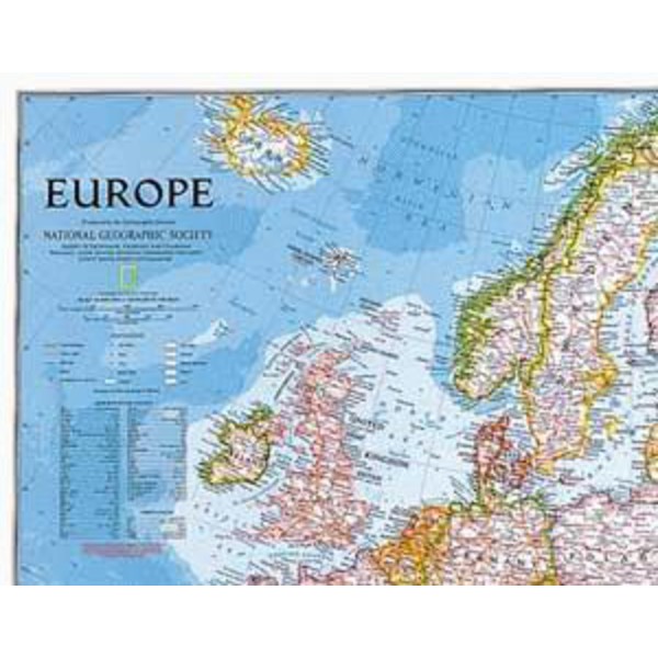 National Geographic Mapa de Europa, político, grande, de recubrimiento protector