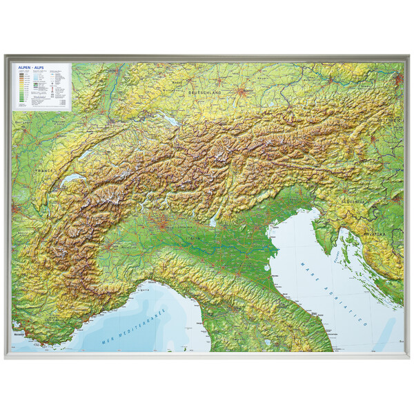 Georelief Arco alpino, grande, mapa en relieve 3D