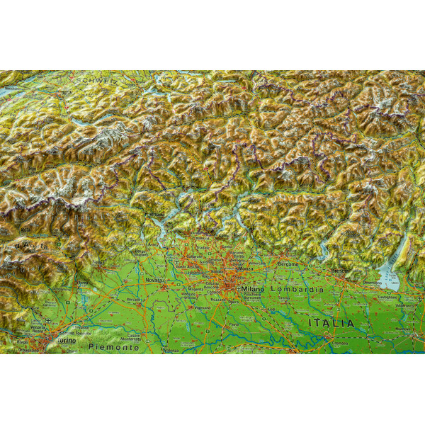 Georelief Arco alpino, grande, mapa en relieve 3D