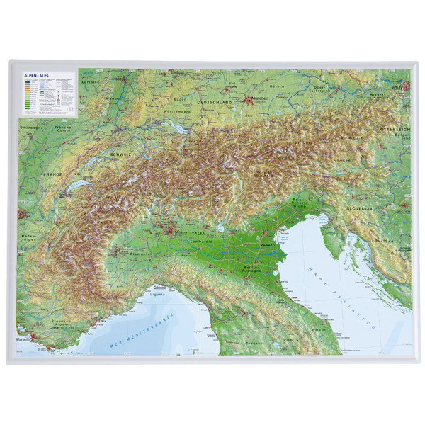 Georelief Arco alpino, pequeño, mapa en relieve 3D