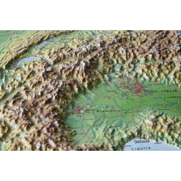 Georelief Arco alpino, pequeño, mapa en relieve 3D