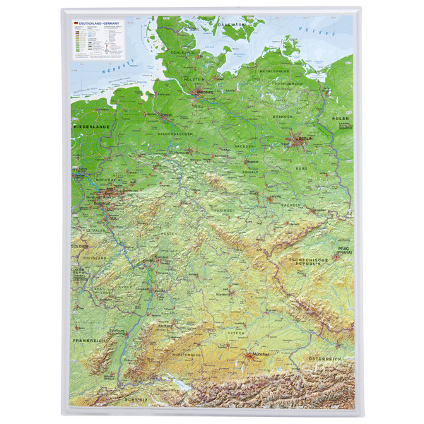 Georelief Alemania, pequeño, mapa en relieve 3D