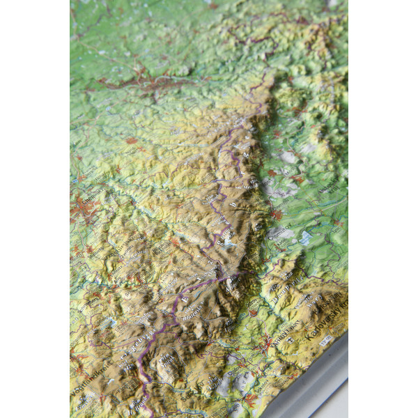 Georelief Estado federado de Sajonia, pequeño, mapa en relieve 3D