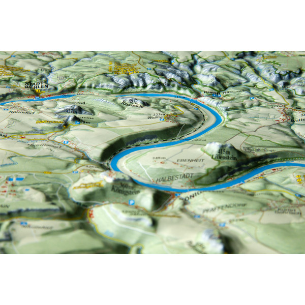 Georelief Suiza sajona, pequeño, mapa en relieve 3D
