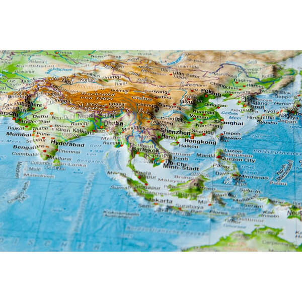 Georelief Mapamundi Mundo, pequeño, mapa en relieve 3D