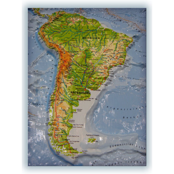 geo-institut Mapamundi Mapa mundial de , mapa en relieve del mundo, línea Silver, físico, en inglés