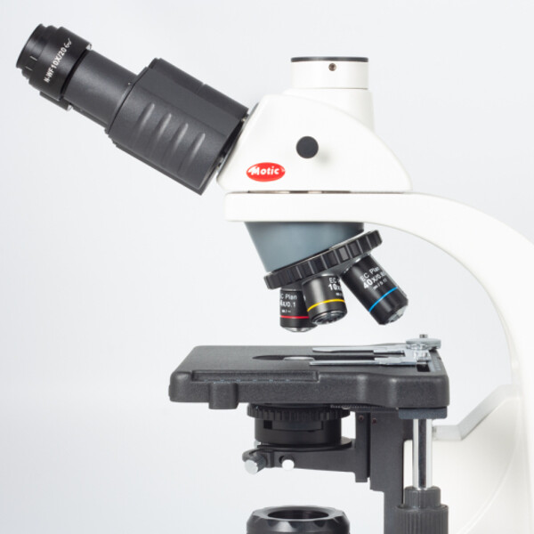 Motic Microscopio BA310E, trino, BF, infinity, EC-plan, achro, 40x - 1000x, Hal. 30W, LED (opt.)