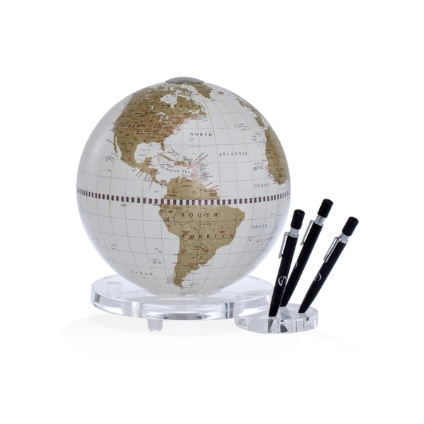 Zoffoli globo para escritorio Balance blanco/ oro con portaplumas