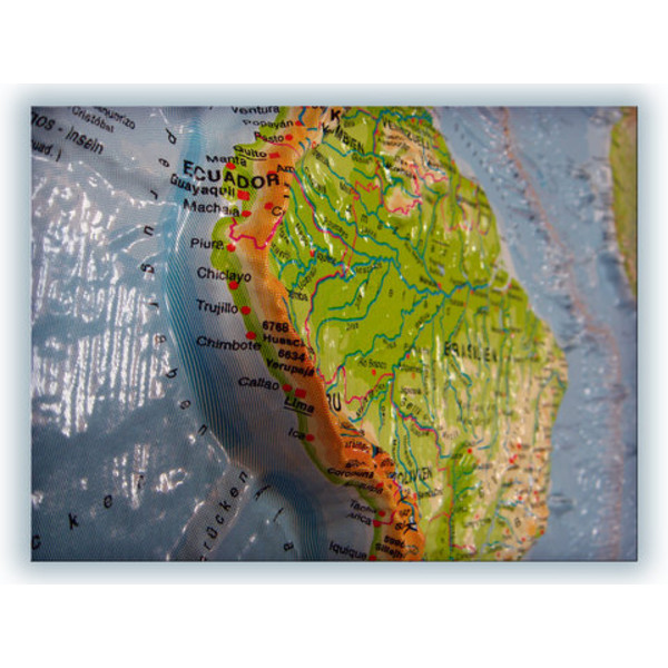 geo-institut Mapamundi Mapa en relieve Mundo Plata línea política Ruso