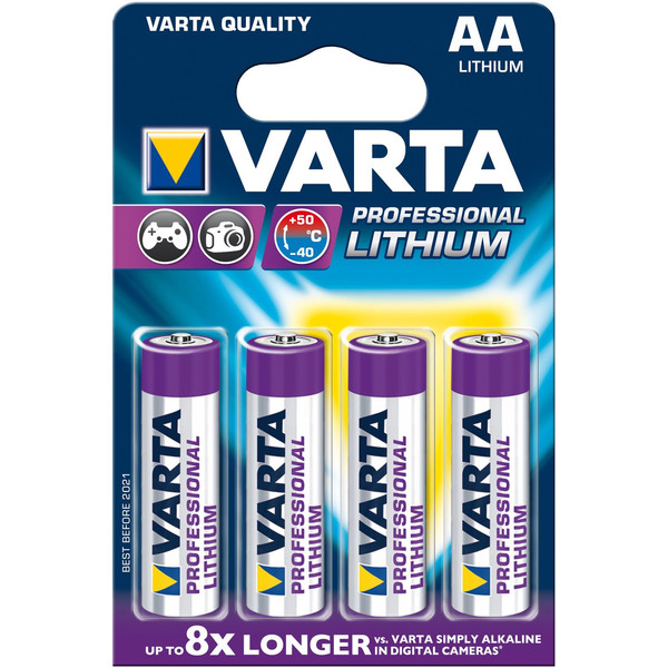 Varta Pilas mignon (AA) de litio de uso profesional, paquete de 4 unidades