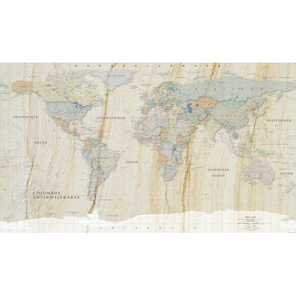 Columbus Weltkarte Marmordesign Antikkarte