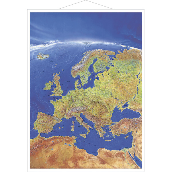 Stiefel Europa, mapa panorámico con guías metálicas, inglés