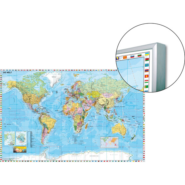 Stiefel Mapamundi Mapa del mundo sobre lámina para clavar y magnético (inglés)