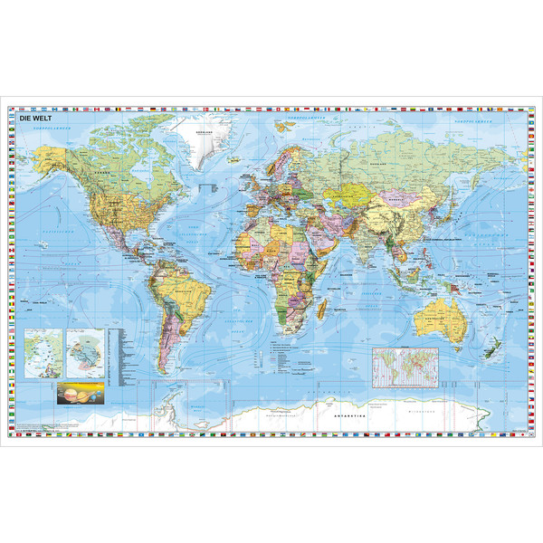 Stiefel Mapamundi Mapa del mundo, formato de viaje, escribible, lavable, muy resistente, en alemán