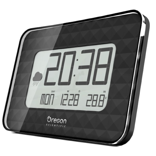 Oregon Scientific Estación meteorológica Radiorreloj de pared GLAZE JUMBO JW 208, negro