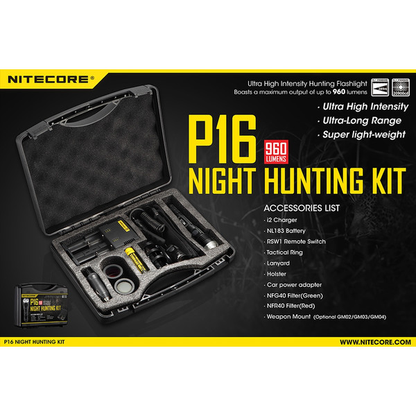 Nitecore Linterna P16, kit de caza