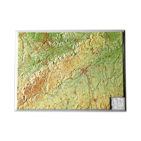 Georelief Jura de Suabia, pequeño, mapa en relieve 3D