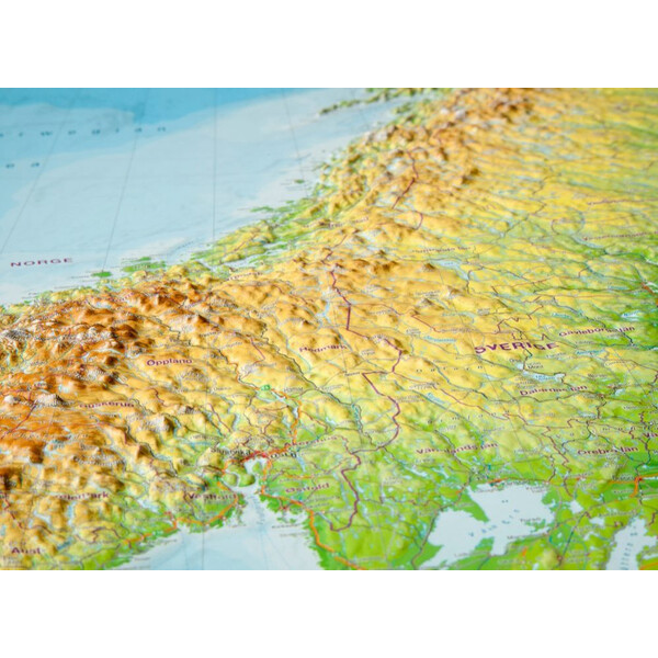 Georelief Mapa de Escandinavia