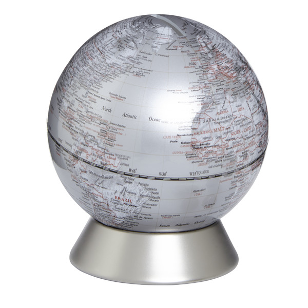 TROIKA Globo terráqueo Hucha Orion, plata