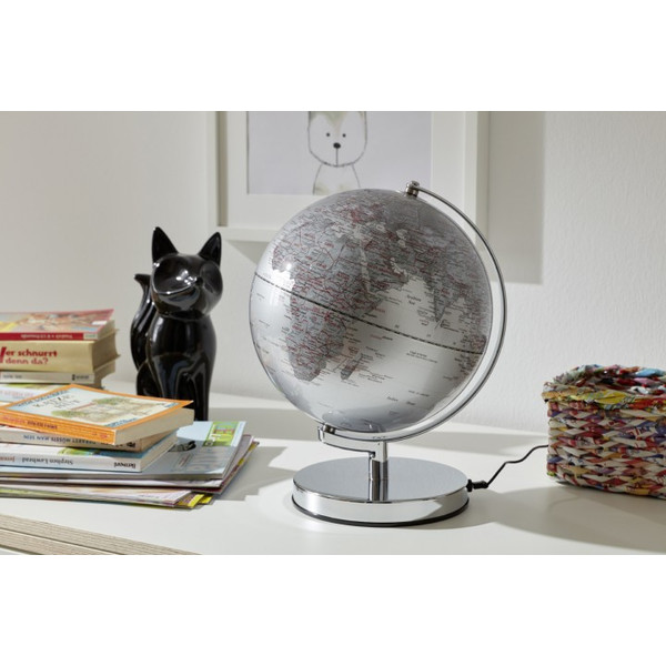 TROIKA Globo terráqueo Terra Silver Light 25cm