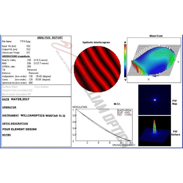 William Optics Refractor apocromático AP 71/350 WO-Star 71 Gold OTA