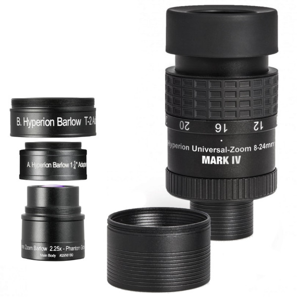 Baader Ocular con zoom Hyperion Universal Mark IV + lente de Barlow con zoom, juego completo