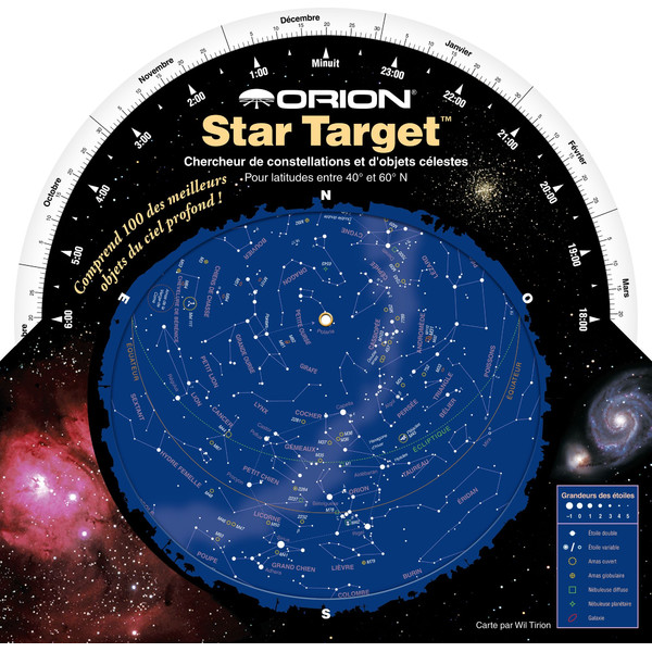 Orion Mapa estelar Planisphère Star Target 40 à 60 degrés