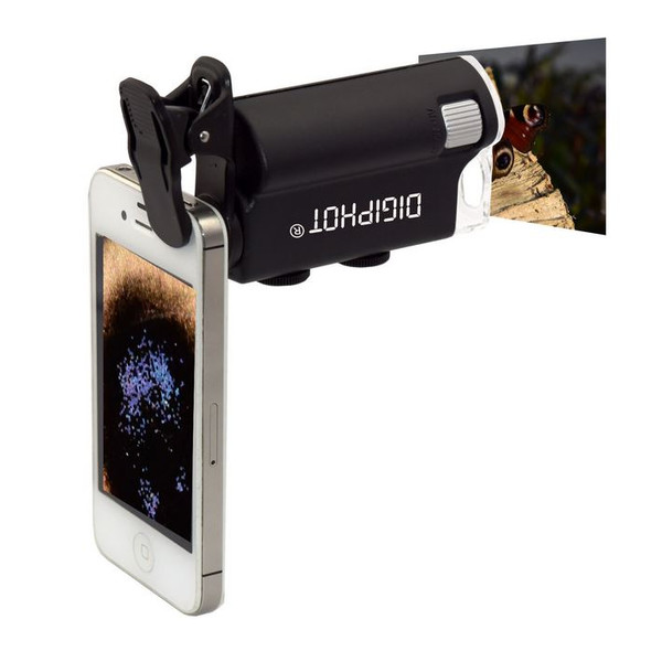 DIGIPHOT Microscopio de bolsillo PM-6001, clip para smartphone, 60x-100x