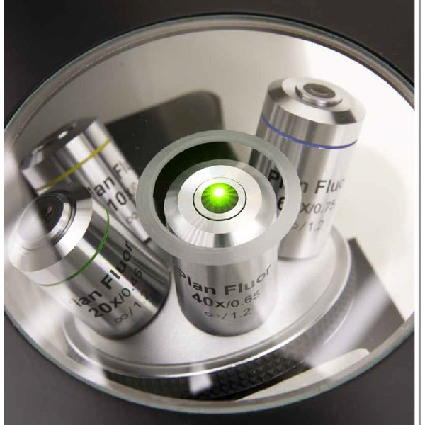Optika Microscopio IM-3FL4-UK, trino, invertido, FL-HBO, Filtro B&G, IOS LWD U-PLAN F, 100x-400x, Reino Unido
