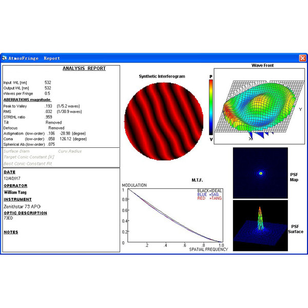 William Optics Refractor apocromático AP 73/430 Super ZenithStar 73 Blue OTA