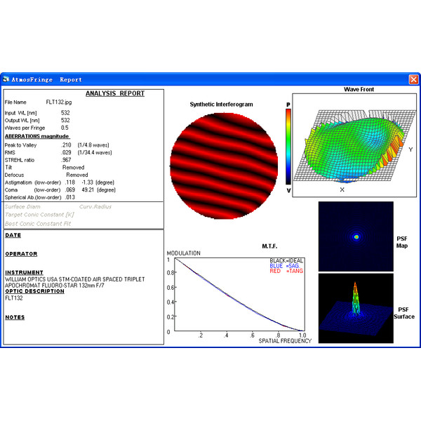 William Optics Refractor apocromático AP 132/925 Fluorostar 132 Blue OTA