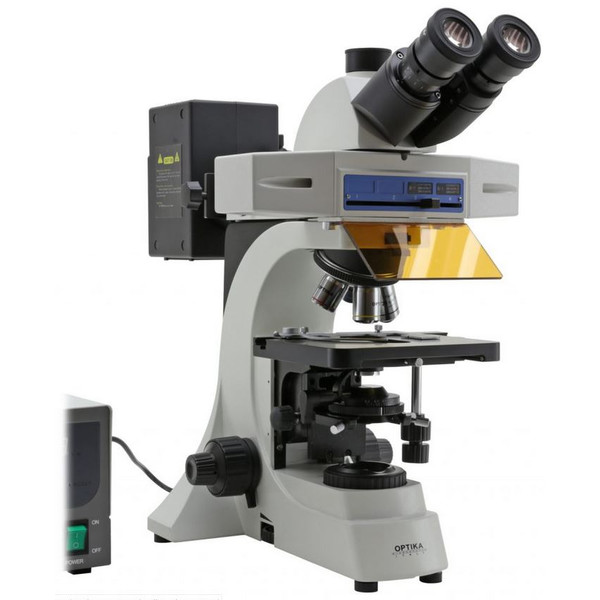Optika Microscopio Mikroskop B-510FL-UKIV, trino, FL-HBO, B&G Filter, W-PLAN, IOS, 40x-400x, UK, IVD