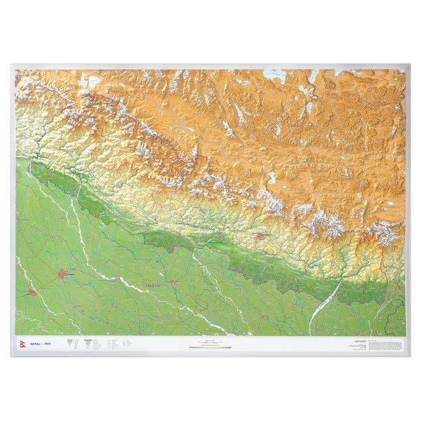 Georelief Mapa regional Nepal, grande, 3D