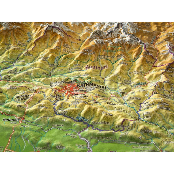 Georelief Mapa regional Nepal, grande, 3D