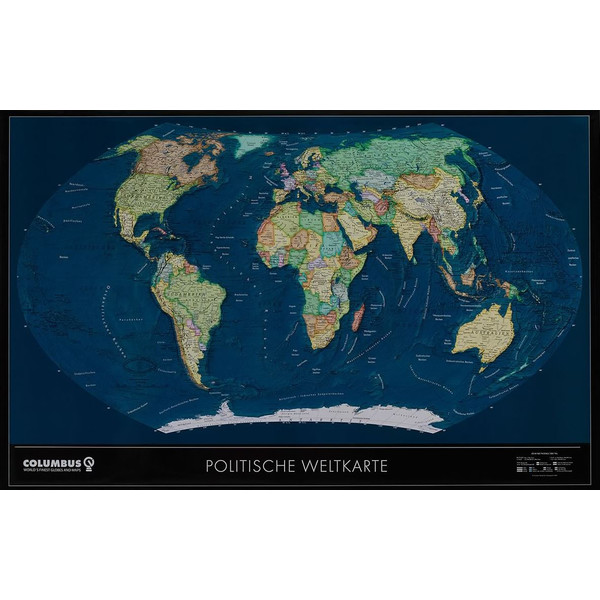 Columbus Mapamundi Mapa del mundo por satélite, compatible con OID (mediano)