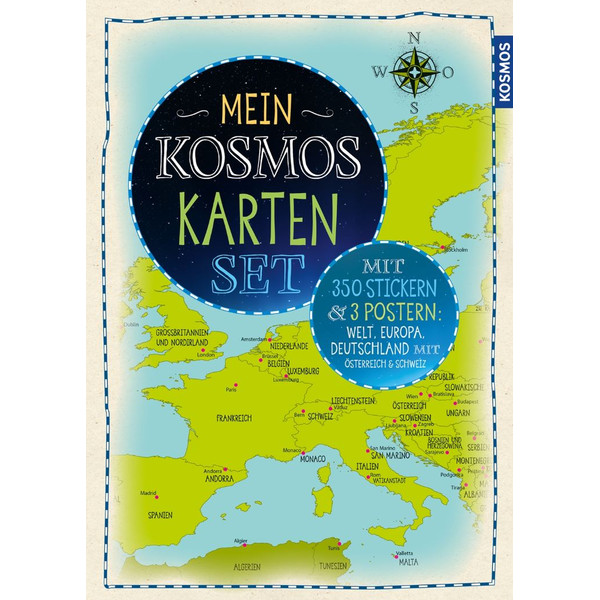 Kosmos Verlag Juego de mapas, 3 pósteres con pegatinas, editorial Kosmos