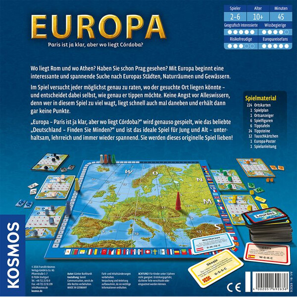 Kosmos Verlag Europa - Paris ist ja klar, aber wo liegt Córdoba? ("Europa - París es fácil, pero ¿dónde está Córdoba?"), juego de editorial Kosmos