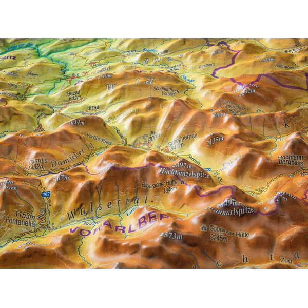 Georelief Mapa regional Allgäu Bodensee 3D Reliefkarte (77 x 57 cm)