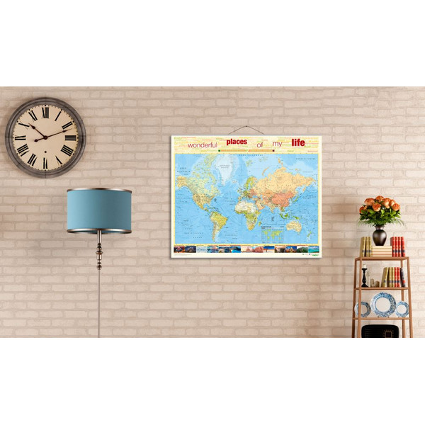 Bacher Verlag Mapamundi World map for your journeys "Places of my life" small including NEOBALLS