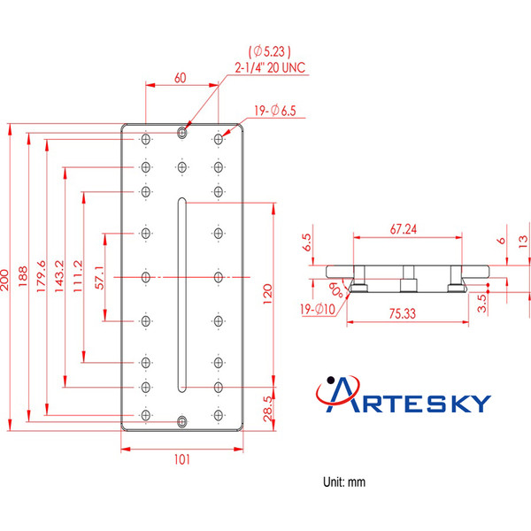 Artesky Placa montaje Losmandy-Style 200mm