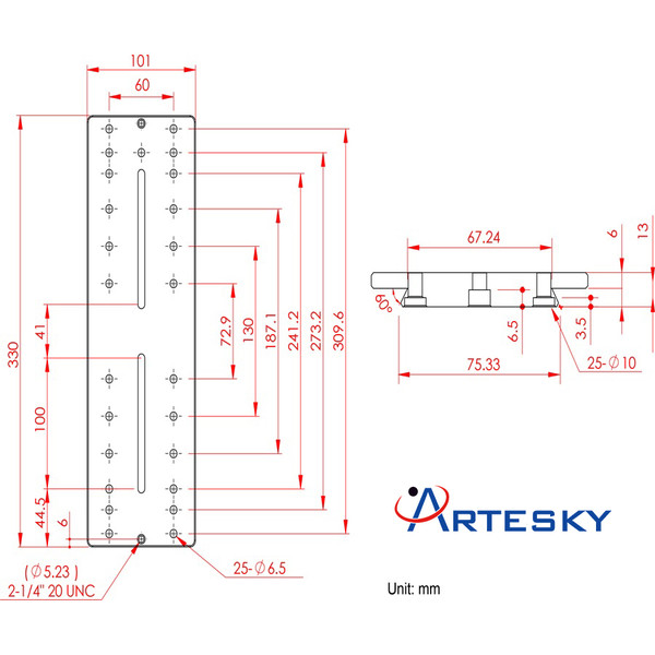 Artesky Placa montaje Losmandy-Style 330mm