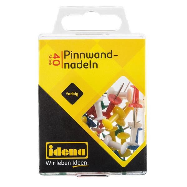 Idena Alfileres de tablón 40 unidades de colores variados