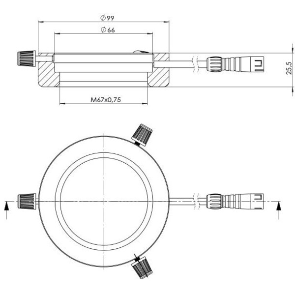 StarLight Opto-Electronics RL4-66-S4 R, segmento, rojo (620 nm), Ø 66mm