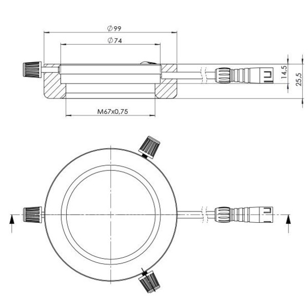StarLight Opto-Electronics RL4-74-S4 R, segmento, rojo (620 nm), Ø 74mm