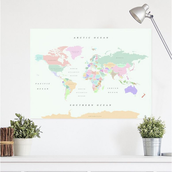 Miss Wood Mapamundi Woody Map Watercolor Retro XL