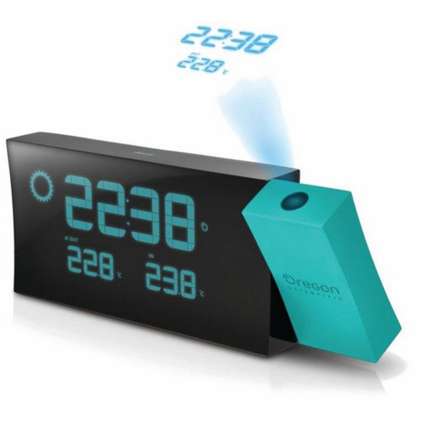 Oregon Scientific Estación meteorológica inalámbrica Reloj de proyección Prysma con previsión meteorológica BAR223 Azul-negro